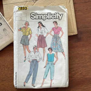 Vintage Simplicity Sewing Pattern 7333 Uncut Misses’ Size 12 Pants Skirt 1980